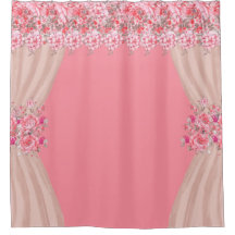 Pink Floral Shower Curtain