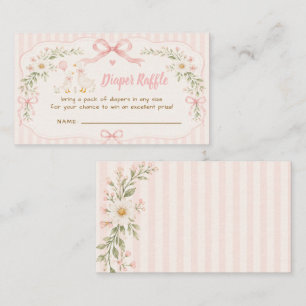 Pink Floral Silly Goose Baby Shower Diaper Raffle Enclosure Card