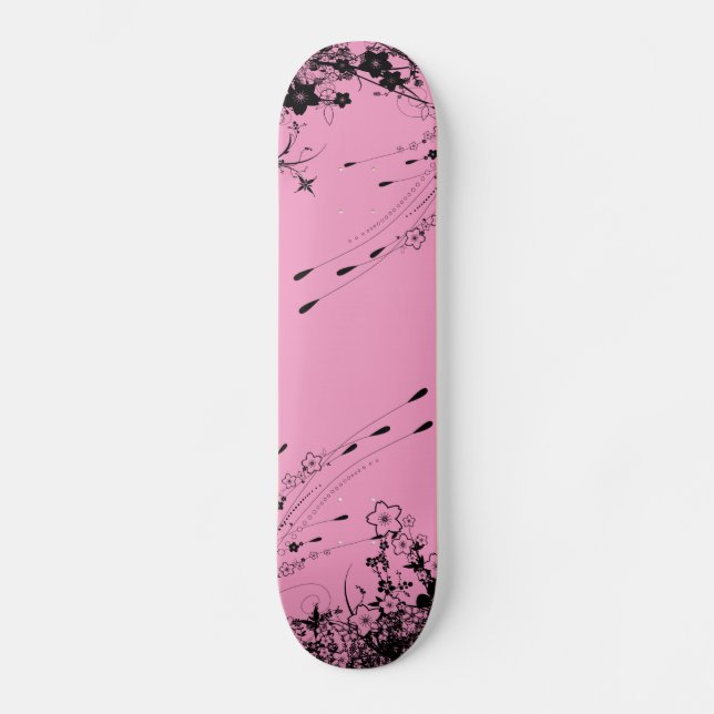 pink floral skateboard (Front)