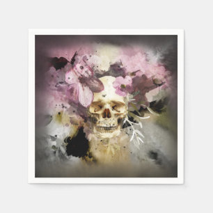 Pink Floral Skull Napkin