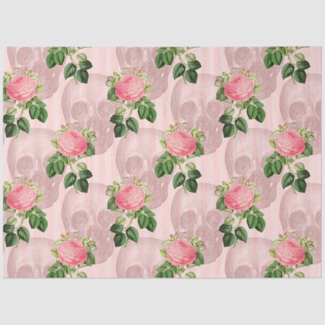 Pink Floral Skull Series Design 9 Tissue Paper (Front)