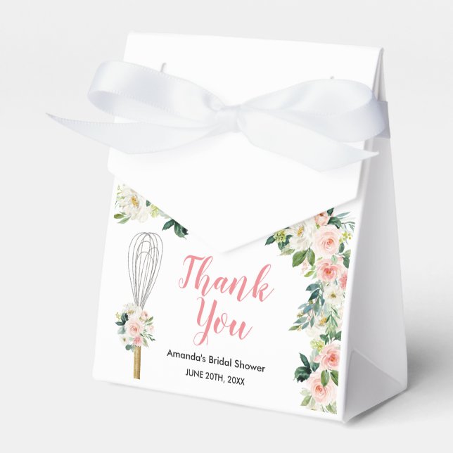 Pink Floral Soon to be Whisked Away Bridal Shower Favour Box (Front Side)