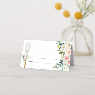 Pink Floral Soon to be Whisked Away Bridal Shower Place Card