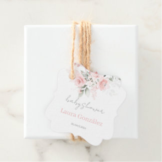 Pink Floral Spanish Baby Shower Girl Favour Tags