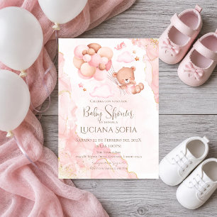 Pink floral Spanish Baby Shower Girl invitation