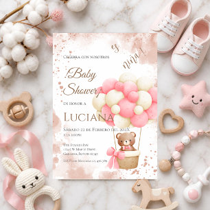 Pink floral Spanish Baby Shower Girl invitation