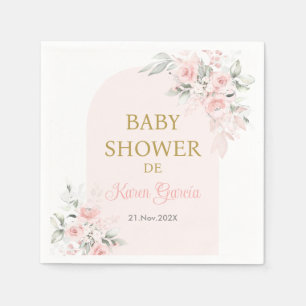 Pink Floral Spanish Baby Shower Girl Napkin