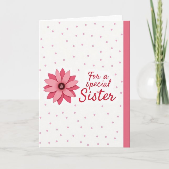 Pink Floral Special Sister Card (Front)