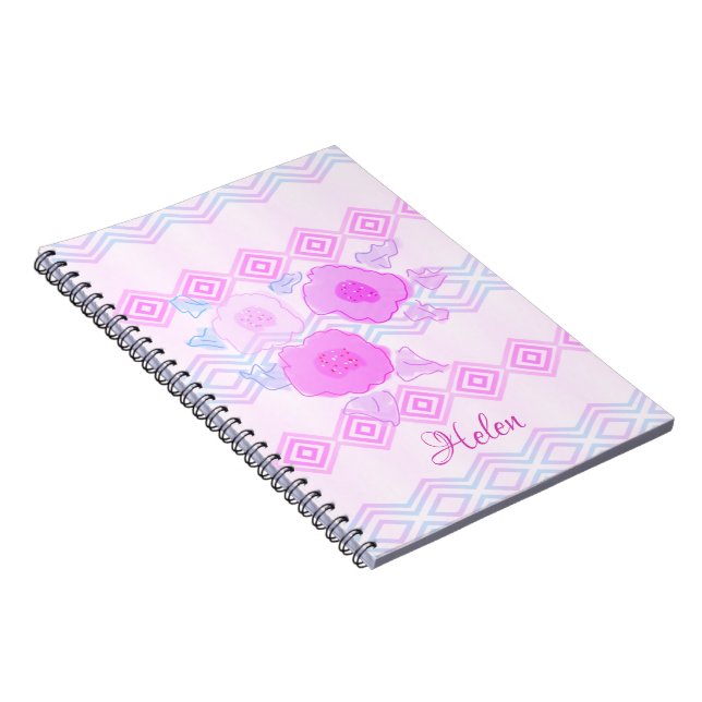 Pink Floral Spiral Notebook (Right Side)