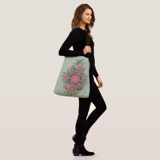 Pink Floral Spray Crossbody Bag
