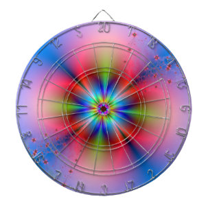 Pink Floral Spray on Blue  Dartboard