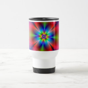 Pink Floral Spray on Blue  Mug
