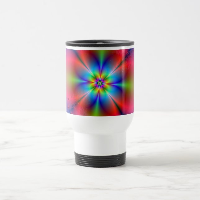 Pink Floral Spray on Blue  Mug (Center)