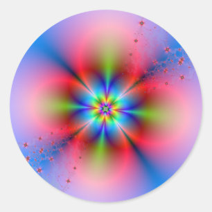 Pink Floral Spray on Blue Sticker