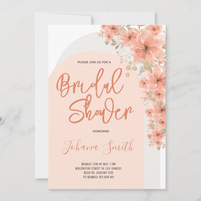 Pink Floral Spring Arch Bridal Shower Invitation (Front)