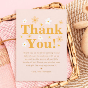 Pink Floral Spring Baby Girl Shower Thank You Card
