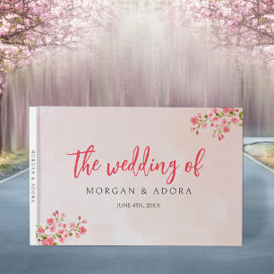 Pink Floral Spring Cherry Blossom Wedding Guest Book