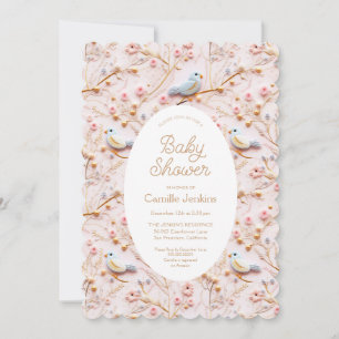 Pink Floral Spring Girl Baby Shower Invitation