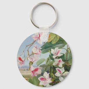 Pink Floral Spring Party Shower Peace Love Destiny Key Ring