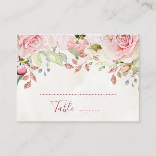 Pink Floral Spring Wedding Place Setting Cards