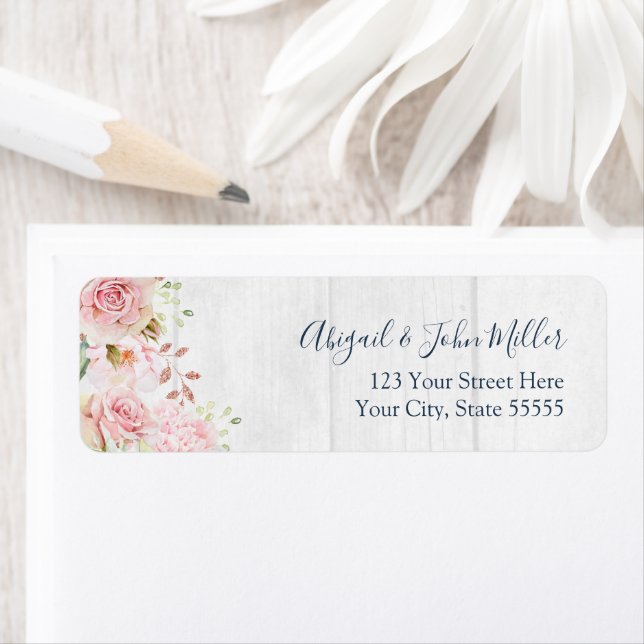 Pink Floral Spring Wedding Return Address Labels (Insitu)