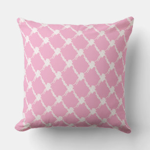 Pink Floral Squared Diagonal Home Collection Cushion
