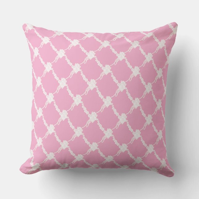 Pink Floral Squared Diagonal Home Collection  Cushion (Front)