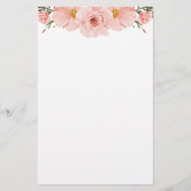 Pink Floral Stationery (Front)