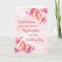 Pink Floral Stepdaughter Wedding Congratulations