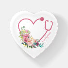 Pink Floral Stethoscope Heart Medical Caregiver