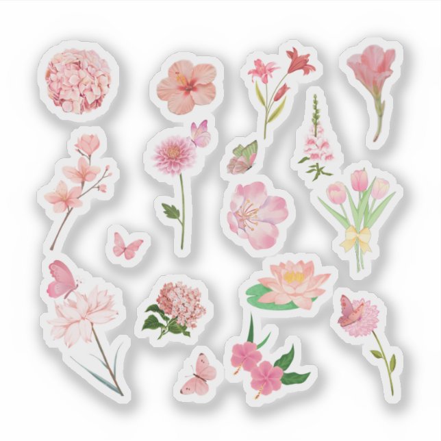 Pink Floral Sticker Pack (Front)