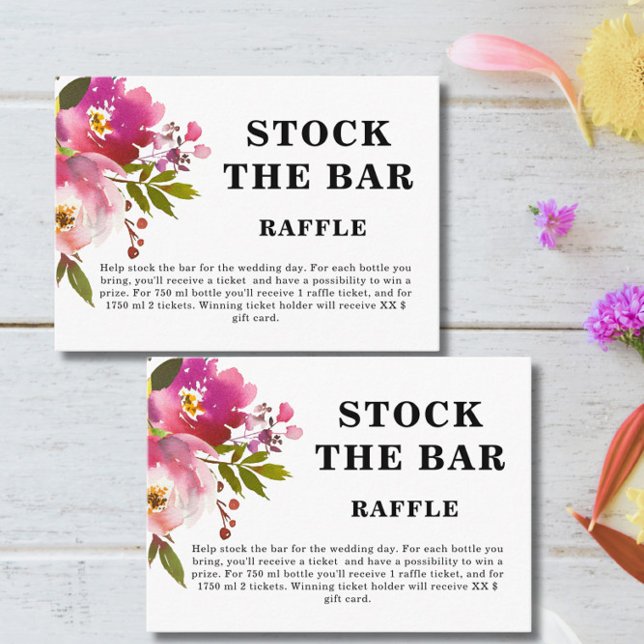 Pink Floral Stock the bar Bridal Shower   Enclosure Card (Creator Uploaded)