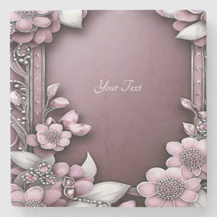 Pink Floral Stone Coaster