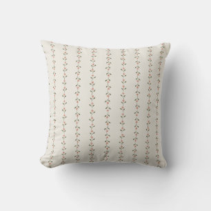 Pink Floral Stripe Minimalist Throw Pillow