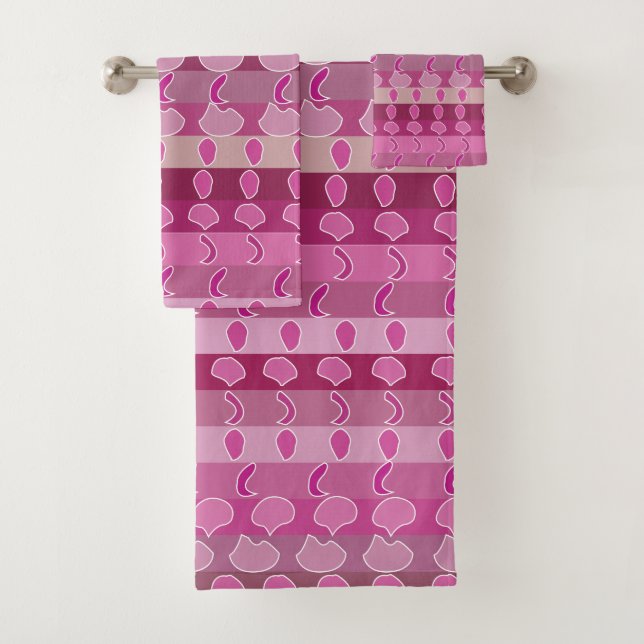 Pink Floral Stripe Pattern  Bath Towel Set (Insitu)