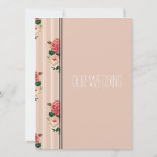 Pink floral stripes rose Christian, religious Invitation