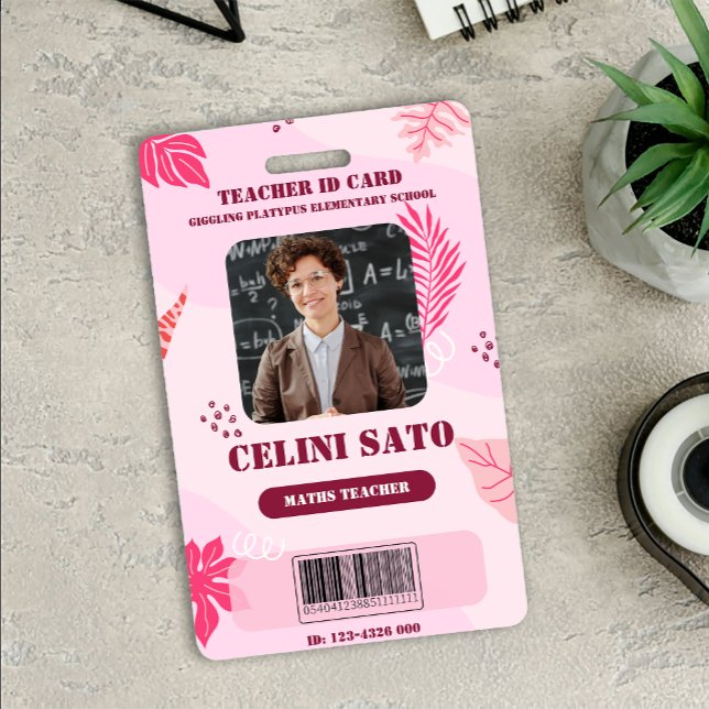 Pink Floral Style Homeschool ID Card ID Badge (Pink Floral Style Homeschool ID Card Badge)