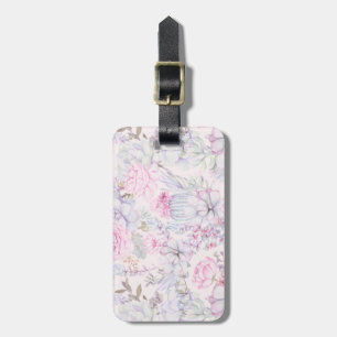 Pink Floral Succulent Illustration Summer Pattern Luggage Tag