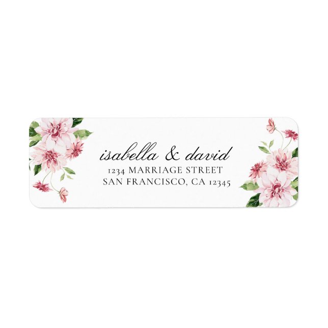 Pink Floral Summer Elegant Romantic Return Address (Front)