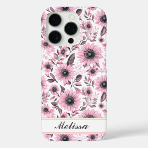Pink Floral Sunflowers iPhone 16 Pro Case