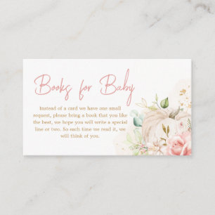 Pink Floral Sweet Little Pumpkin Books for Baby Enclosure Card
