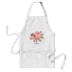 pink floral, sweet, Romantic Watercolor Flower, Standard Apron