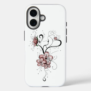 Pink Floral Swirl Boho iPhone Case