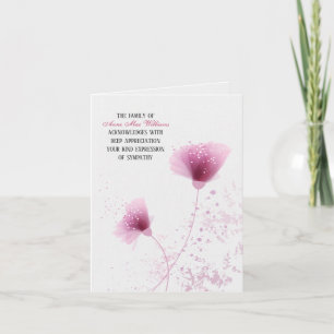 Pink Floral Sympathy Thank You Card