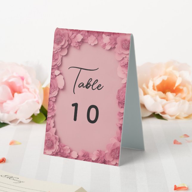 Pink floral table number (In SItu (Wedding))