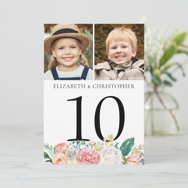 Pink Floral Table Number 2 Photo 5x7 Sign (Standing Front)