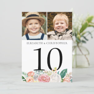 Pink Floral Table Number 2 Photo 5x7 Sign