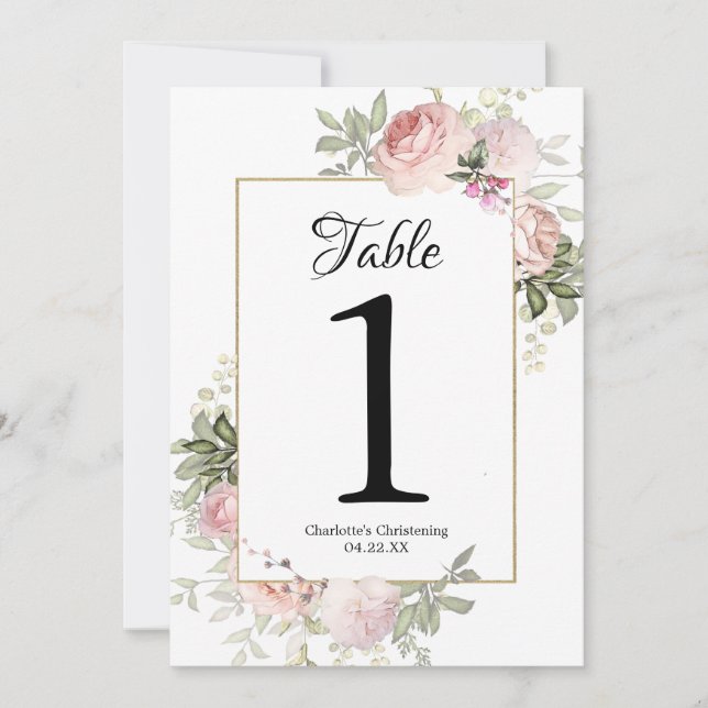Pink Floral Table Numbers (Front)