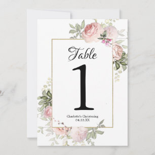 Pink Floral Table Numbers