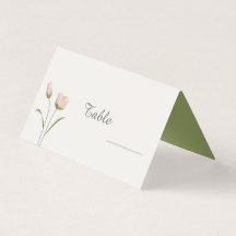 Pink Floral Table Place Cards for Wedding
